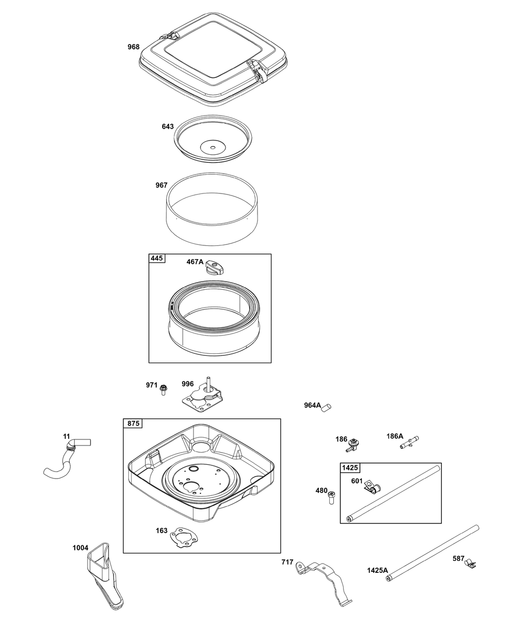 Air Cleaner Group Diagram and Parts List for 356447-0048-G1 200000 - 399999 Briggs and Stratton Engine